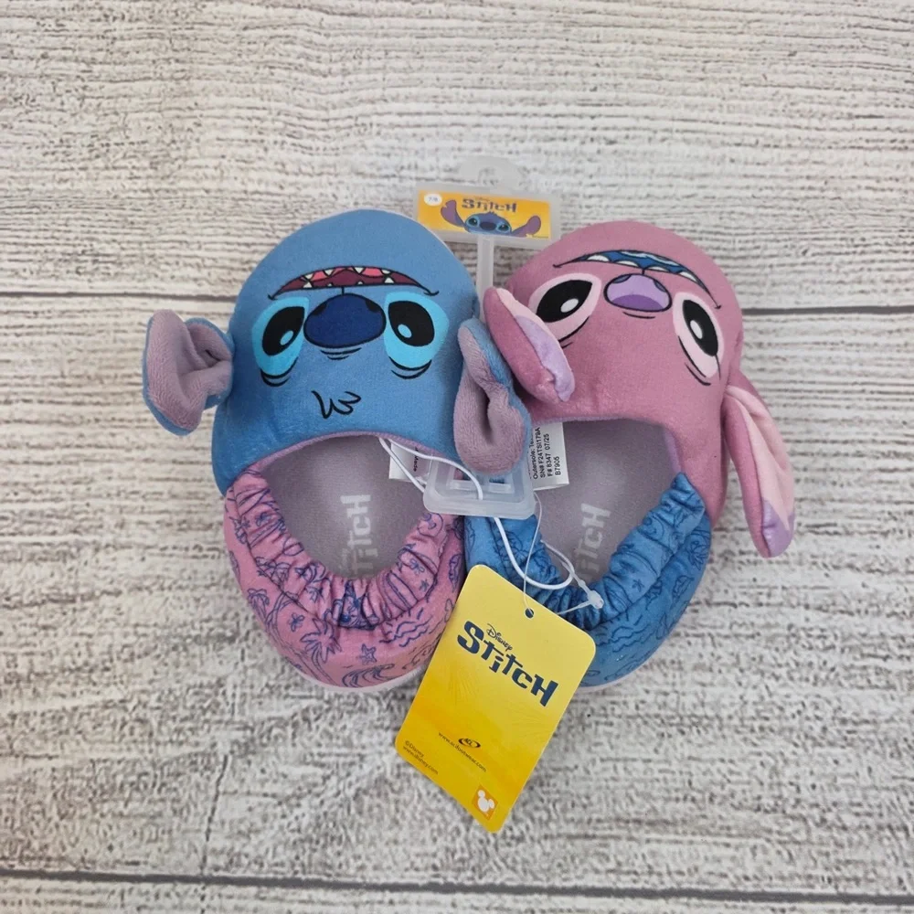 Disney Lilo and Stitch Pink and Blue Angel and Stitch Kids House Slippers